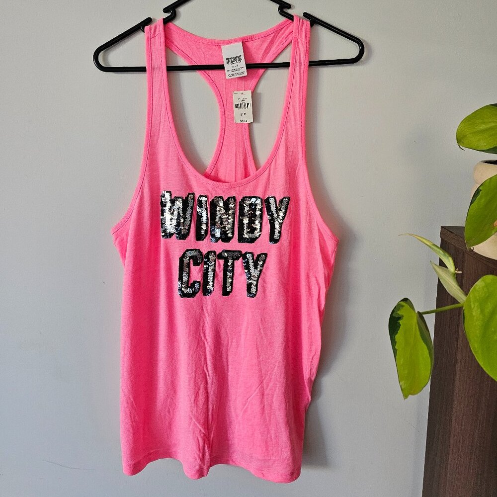 Victoria's Secret PINK Hot Pink Sequin Chicago Tank